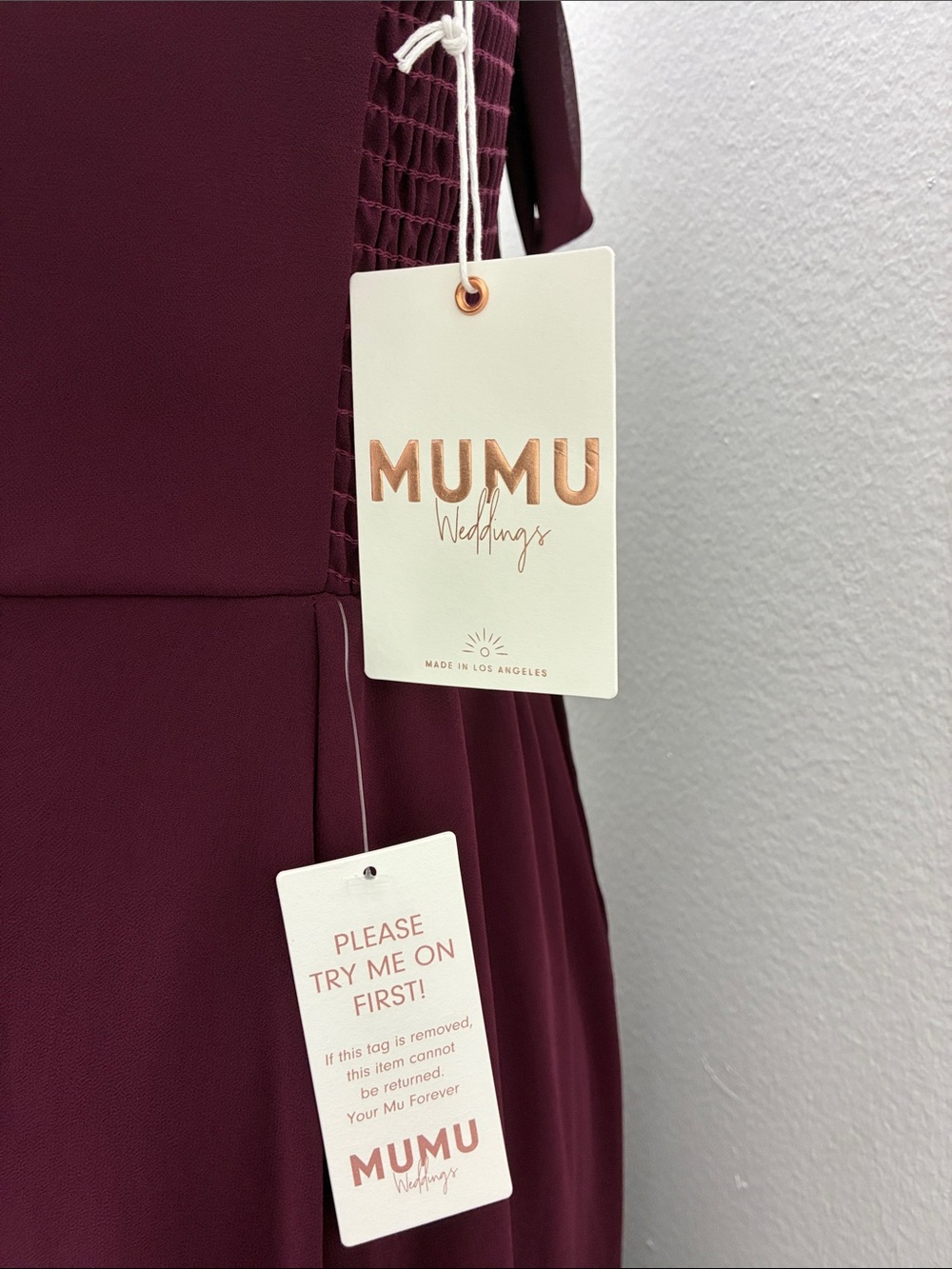 Women's Burgundy Tie-Shoulder Square-Neck Maxi Bridesmaid Dress - Picture 2 of 14